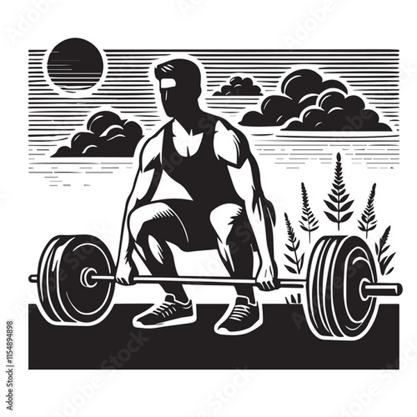 Obraz 
Strong Smiling Man Doing Bench Press Exercise Cartoon Vector Illustration
