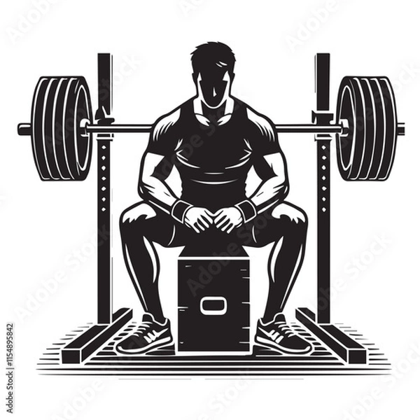 Obraz 
Strong Smiling Man Doing Bench Press Exercise Cartoon Vector Illustration
