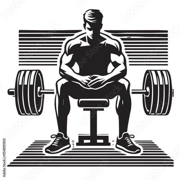 Obraz 
Strong Smiling Man Doing Bench Press Exercise Cartoon Vector Illustration
