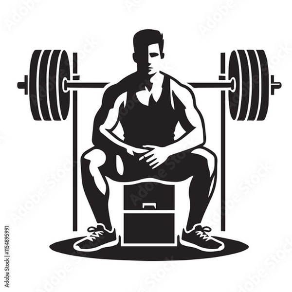 Obraz 
Strong Smiling Man Doing Bench Press Exercise Cartoon Vector Illustration

