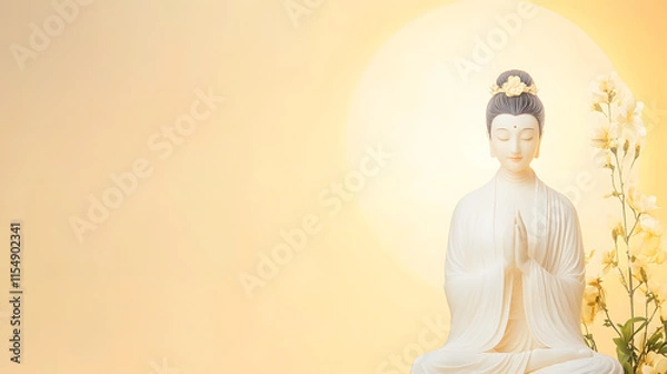 Fototapeta Celebrations for the Birthday of Guanyin, highlighting traditional cultural practices, vibrant festivities, and spiritual significance of this Buddhist celebration, symbolizing compassion, enlightenme