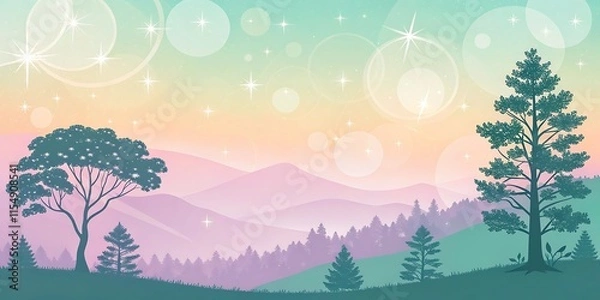 Fototapeta landscape with trees and mountains