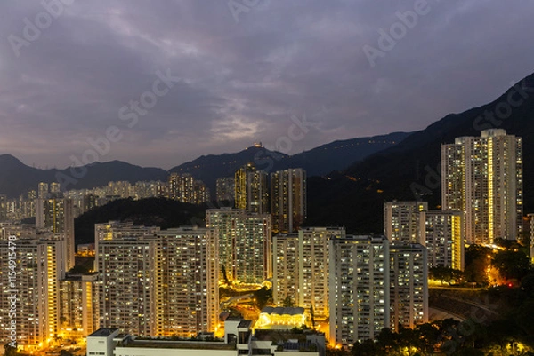 Fototapeta DEC 20 2024,Hong Kong.Dense residential area in Hong Kong