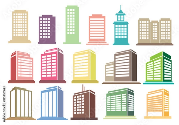 Obraz Modern High Rise Buildings Vector Icon Set