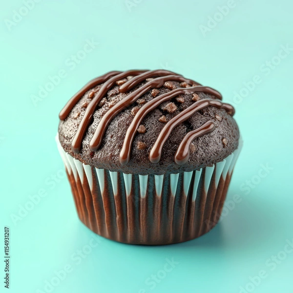 Obraz Delicious cho te mini muffin with drizzle of cho te on top, set against solid color background, perfect for dessert lovers