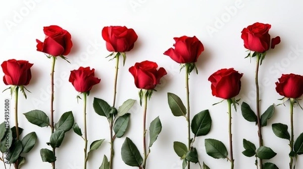 Obraz Valentine's Day or Wedding Background with Beautiful Roses. Concept for a romantic party invitation or love message. Premium and luxurious Ai-Generative.