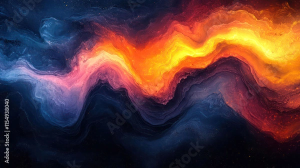 Fototapeta Dark blue orange red grainy texture background abstract vibrant color wave shape black backdrop noisy wide banner header design 