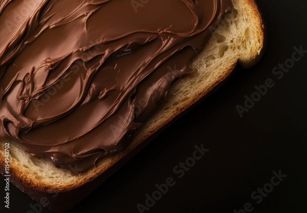 Fototapeta Chocolate Spread on Toast with Smooth Creamy Texture and Warm Loaf