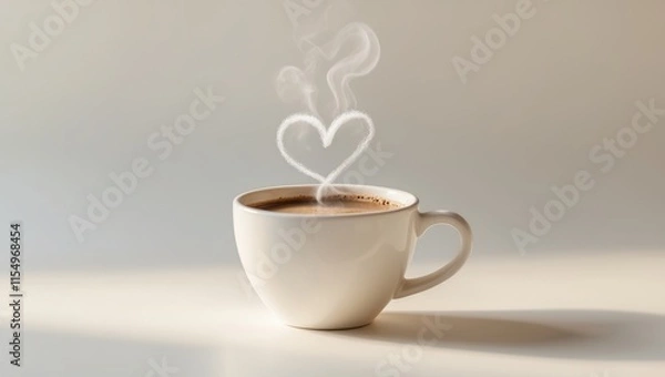 Obraz there is a cup of coffee with a heart drawn in it