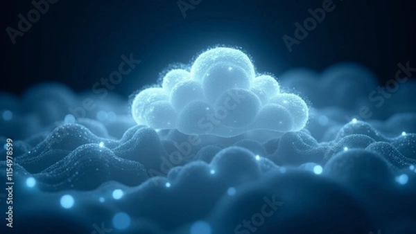 Fototapeta AI-inspired glowing data cloudscape.