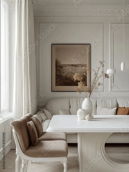 Fototapeta Elegant Living Room Interior Design With Neutral Tones
