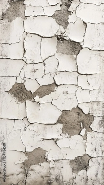 Fototapeta Flaking plaster on concrete wall with deep cracks.