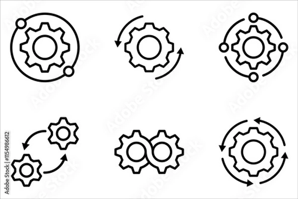 Fototapeta Technology development icon set, system integration, technical support, innovation concept on white background