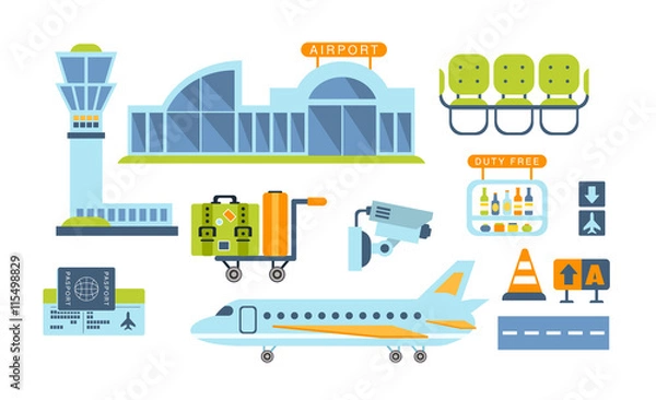 Obraz Airport Related Objects Set