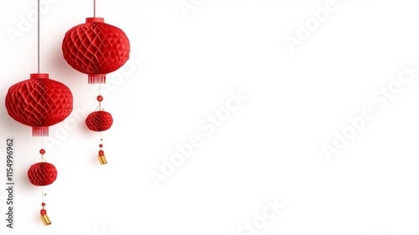 Fototapeta Elegant Lunar New Year lanterns with golden tassels