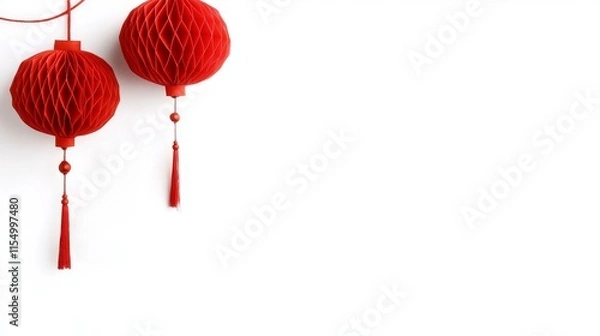 Fototapeta Red paper lanterns for festive Lunar New Year decor