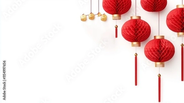 Fototapeta Vibrant red lanterns symbolizing luck for Lunar New Year