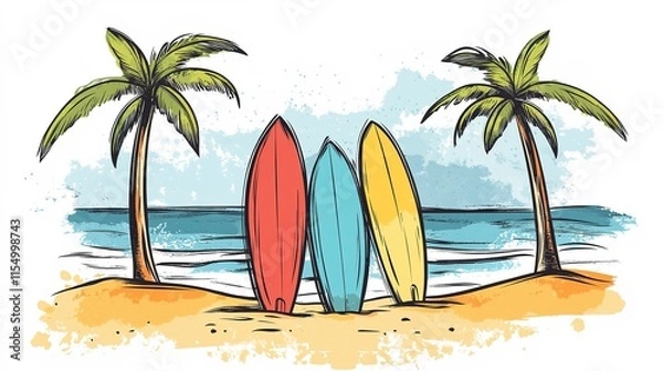 Fototapeta Surfboard on the beach	
