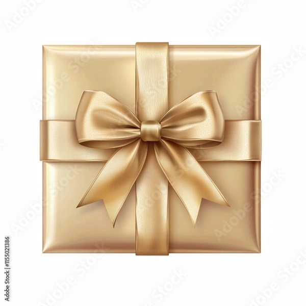 Fototapeta Gift box with golden ribbon and bow isolated on transparent background Generative Ai.