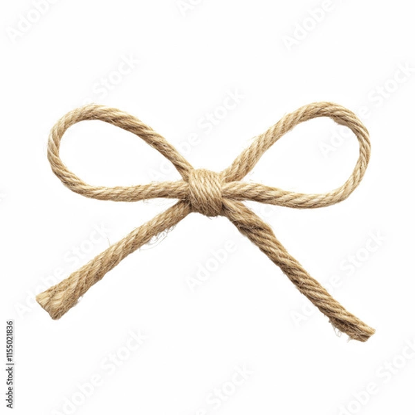 Fototapeta jute rope bow for packing and decoration isolated on transparent background Generative Ai.