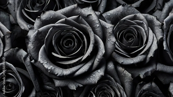 Fototapeta Elegant and Mysterious Black Roses Background with Copy Space, Ideal for Artistic Concepts and Romantic or Bold Designs