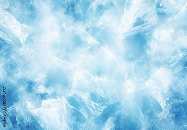 Fototapeta Stunning Abstract Background of Ice and Frost Patterns with Soft Blue Hues, Perfect for Cold Weather Themes and Cool Design Elements in Various Creative Projects