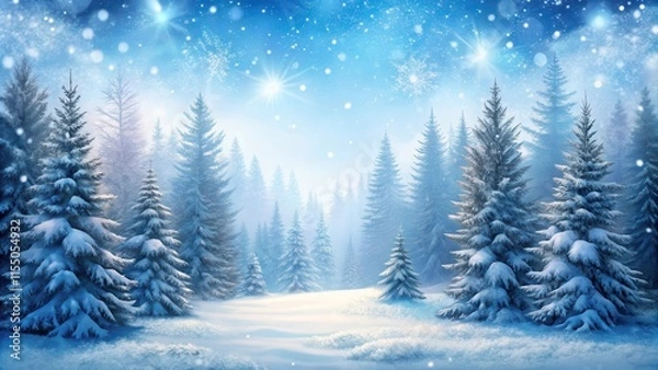 Fototapeta Snowy cute background of a winter forest, snow, winter, cute,background, forest, nature, snowflakes, trees, chilly, cozy