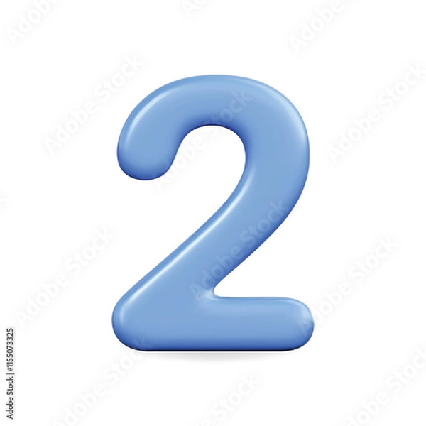 Fototapeta 3d vector icon of a playful blue number two, ideal for educational purposes