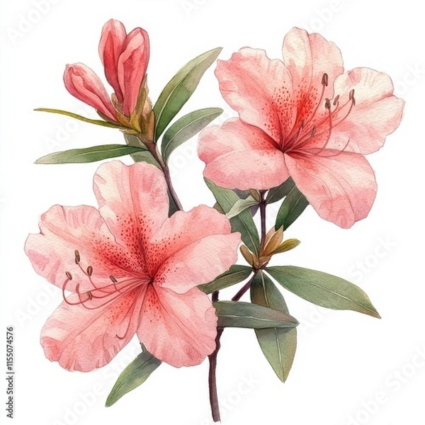 Obraz Delicate Pink Azaleas Watercolor Painting
