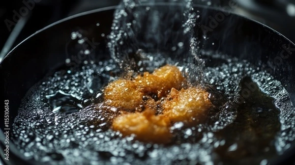 Fototapeta Medu vada is deep-fried in a pan. A popular street meal in India, Medu Vada is a savory snack from South India.