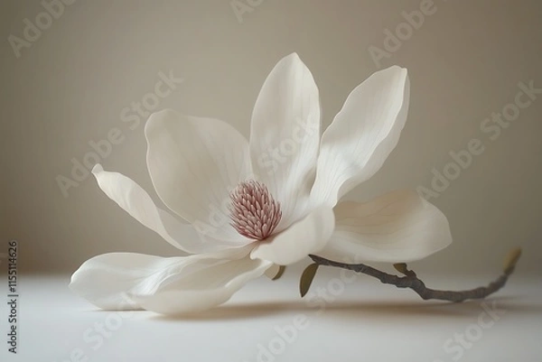 Fototapeta Single Magnolia Blossom Resting Gracefully On Branch