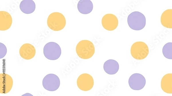 Fototapeta Pastel Yellow and Purple Circles on White Background
