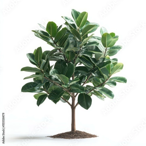 Obraz Rubber Plant Tree on White Background