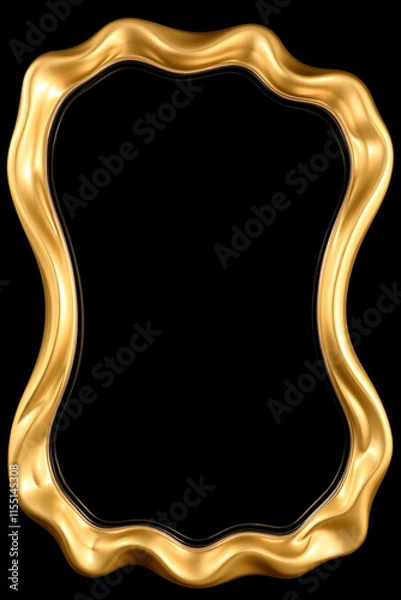 Fototapeta Golden Liquid Frame, Abstract Art, Empty Picture Frame, Luxury Design