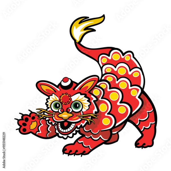 Fototapeta Illustration of a lion representing the lion of Chinese new year celebrations