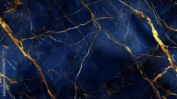 Fototapeta Luxury Marble Vector. Deep blue, white, and golden marble texture with bold veins and a smooth gradient. Vector art style. Luxurious abstract background