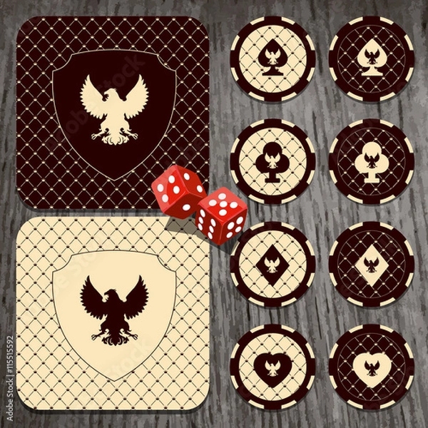 Obraz vector retro casino chips and dice
