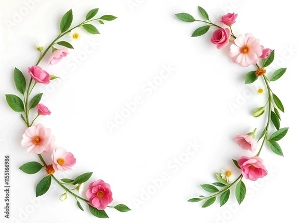 Obraz Circle floral frame isolated on white background