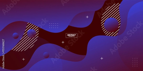 Fototapeta Modern blue and purple geometric gradient business banner design. Creative banner design with wave and line shape as template. Simple horizontal banner. Vector Eps10