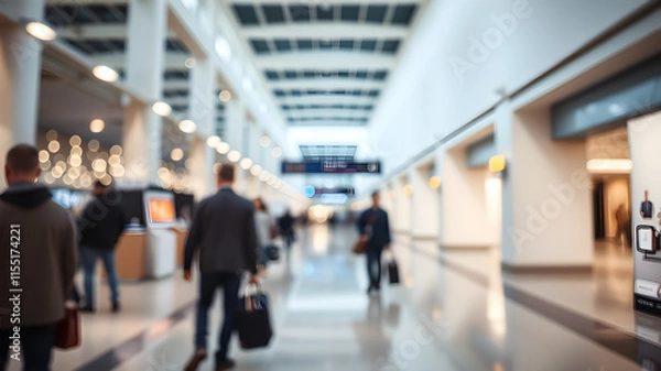 Obraz Blur airport interior design. Generative AI