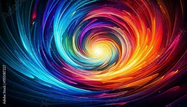 Fototapeta Abstract Vortex Swirl of Radiant Colors Cyan, Magenta, and Yellow with a Glowing Center
