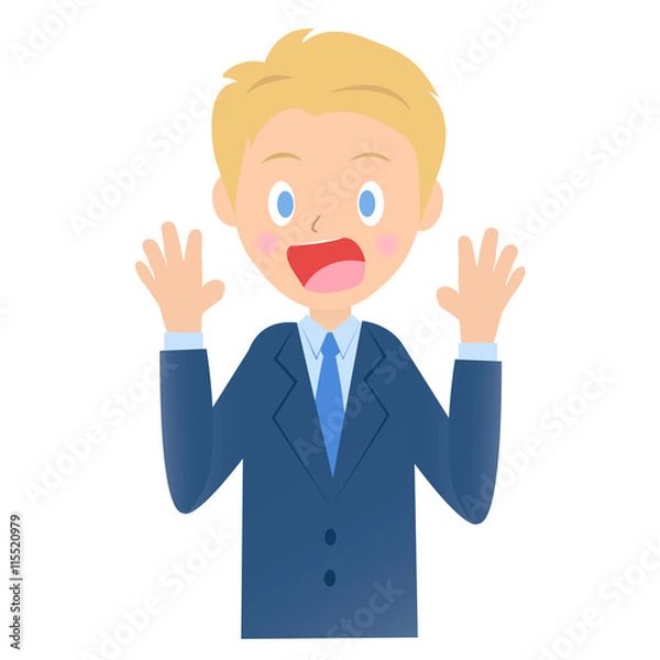 Fototapeta 驚くビジネスマン、男性会社員のイラスト素材