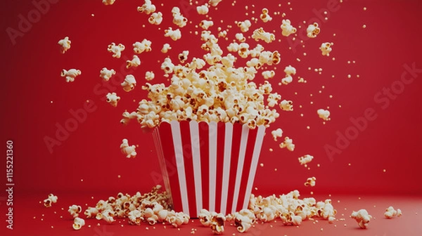 Obraz popcorn on a red background