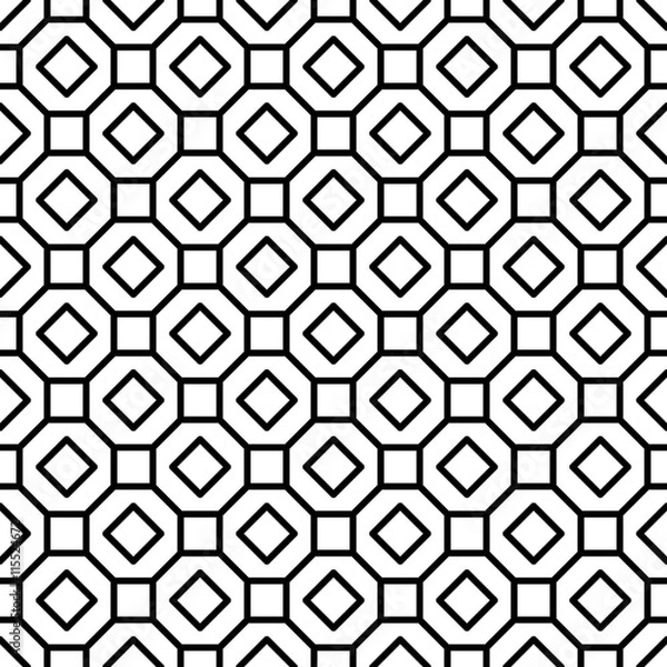 Fototapeta Vector seamless texture. Modern stylish texture. Repeating geometric tiles with octagons. Monochrome graphic design.