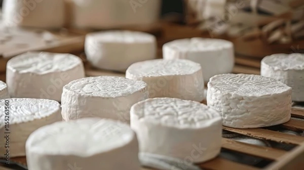 Fototapeta Close-up RAW Style of Artisanal goat cheese making, small-batch dairy