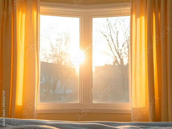 Fototapeta Sunrise Window View Illustration