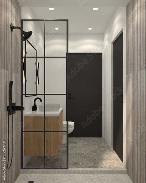 Fototapeta Interior Design with Realistic Render