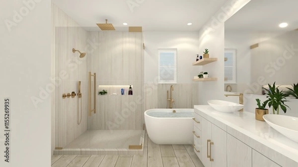 Fototapeta Interior Design with Realistic Render