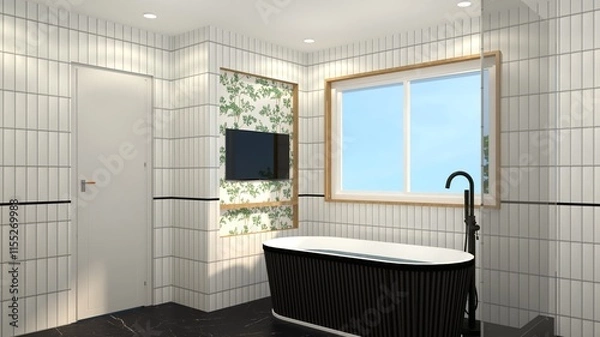 Fototapeta Interior Design with Realistic Render