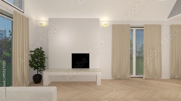 Fototapeta Interior Design with Realistic Render